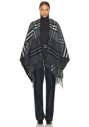 Burberry Double Check Cape in Marlborough Grey & Charcoal - Charcoal. Size all.