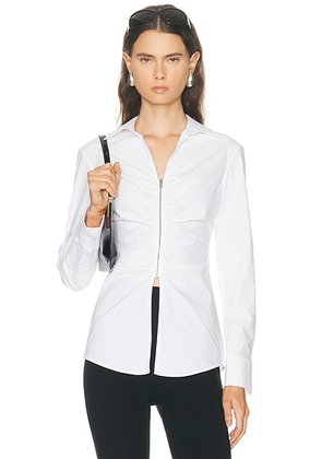 Alexander Wang Gathered Bust Shirt in White - White. Size 0 (also in 2, 4, 8).