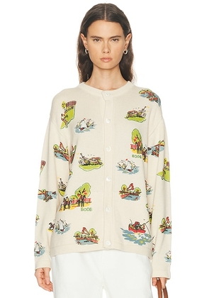 BODE Beaded Camp Cardigan in Multi - Cream. Size L (also in M, S, XS).