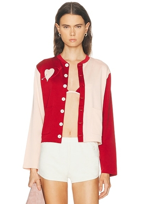 BODE Wonderland Cardigan in Red & Pink - Red. Size L (also in M, S, XS).