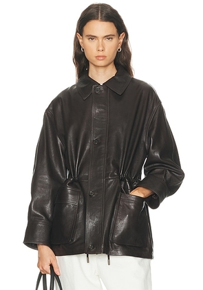 ARMA Maeve Leather Jacket in Mud Brown - Burgundy. Size 34 (also in 36, 38, 40).