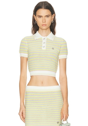 Casablanca Bourgeois Stripe Polo Shirt in Multi - Yellow. Size L (also in XS, S, M).