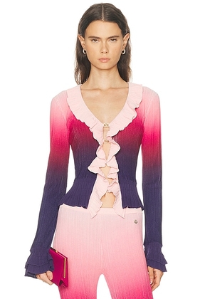 Casablanca Ruffle Top in Pink Gradient - Pink. Size L (also in M, S, XS).