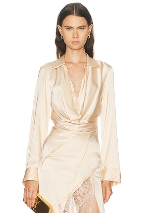 Blumarine Long Sleeve Top in Ready To Dye - Cream. Size 40 (also in 42).