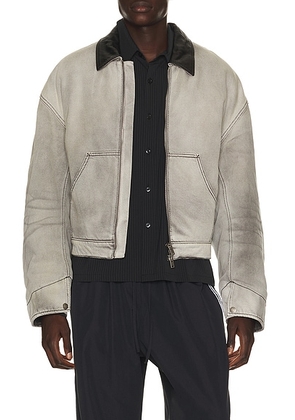 Acne Studios Ohniev Sulphur Fade Jacket in White & Black - Grey. Size 46 (also in 48, 50, 52).