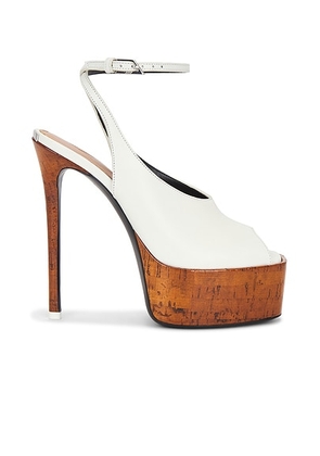 THE ATTICO Ornella 140 Sandal in White & Brown - White. Size 36 (also in 37, 37.5, 38, 38.5, 39, 39.5).