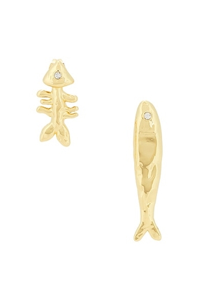 Eliou Sardine And Fishbone Earrings in Gold Plated - Metallic Gold. Size all.
