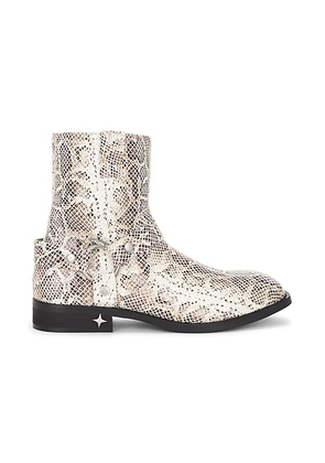 Duke + Dexter Harley Biker Boot in Snake Skin - Brown. Size 10 (also in 11, 13, 9).