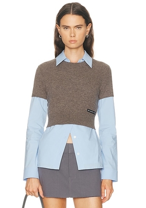 Alexander Wang Prestyled Button Down Top in Brown & Blue - Grey,Blue. Size L (also in M, S, XS).