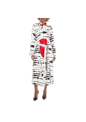 Burberry Ladies Cut-Out Detail Watercolour Print Trench Coat