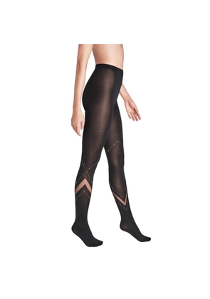 Wolford Ladies Black/Hematite Avery Opaque And Sheer Tights