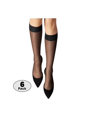 Wolford Nude 8 Sheer Knee-high Stockings In Black Set of 6