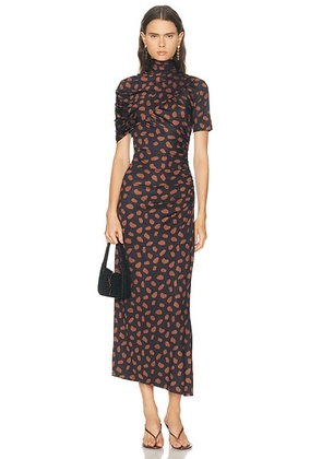 Johanna Ortiz Serene Safari Ankle Dress in Black & Coffee - Black,Brown. Size 0 (also in 2, 4, 6, 8).