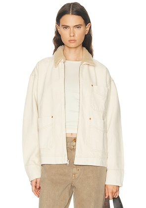 SLVRLAKE Casey Square Worker Jacket in Winter Ecru - Cream. Size L (also in M, S, XS).