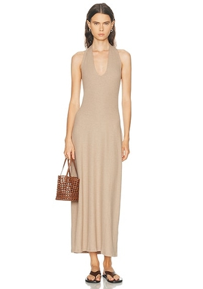 LESET Halter Maxi Dress in Sable - Beige. Size XS (also in ).