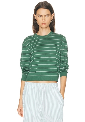 LESET James Stripe Classic Crewneck Top in Basil Stripe - Green. Size M (also in ).