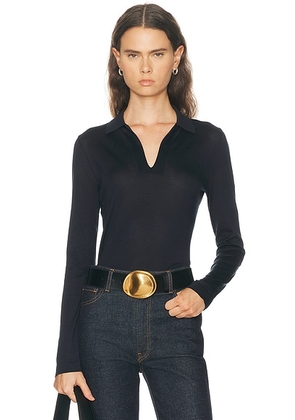 KHAITE Mikel Top in Midnight Navy - Navy. Size L (also in M, S).