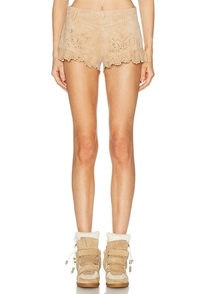 LoveShackFancy Azalure Short in Berkshire Tan - Beige. Size 0 (also in 2, 6).