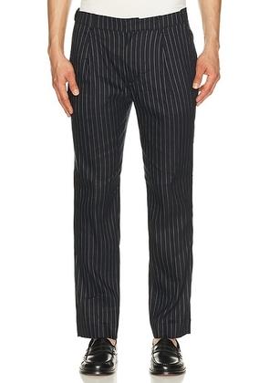 Khalhon Daisy Stripe Linen Trousers in Navy - Navy. Size 30 (also in 32, 34, 36).