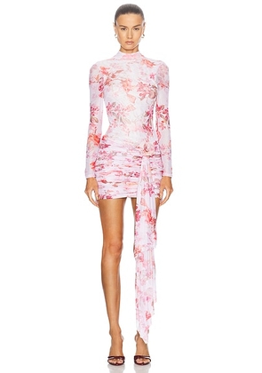 PatBO Floral Haze Stretch Tulle Mini Dress in Vapor - Pink. Size 4 (also in ).