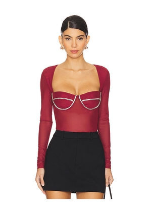 Bardot Carter Diamante Bodysuit in Burgundy. Size S. Also in XS.