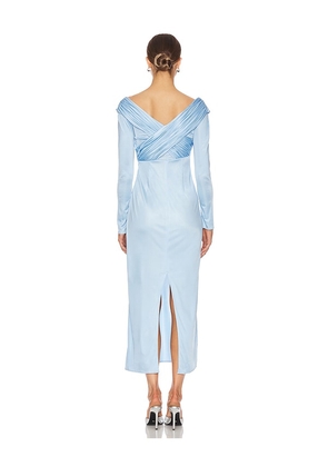 Alejandra Alonso Rojas Long Sleeve Draped Jersey Dress in Blue. Size 10. Also in 0.