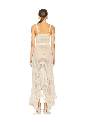 Bronx and Banco Herrera Desert Crochet Gown in Beige. Size S. Also in M, L.