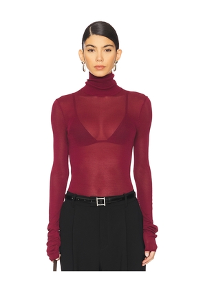 EAVES Alexander Sheer Turtleneck Sweater in Burgundy. Size M. Also in XL.