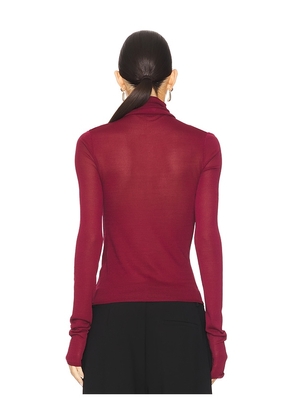 EAVES Alexander Sheer Turtleneck Sweater in Burgundy. Size M. Also in XL.