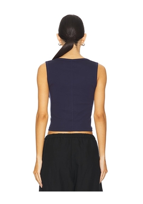 Enza Costa Supima Baby Cropped U Tank Top in Navy. Size M. Also in XS, S, L.