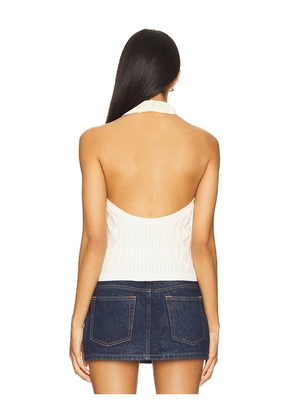 Central Park West Junie Cabled Halter Top in White. Size M. Also in L.
