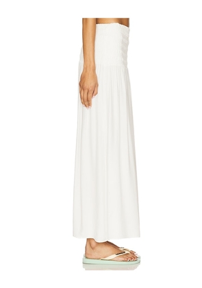 Bobi Smocked Skirt in White. Size L. Also in M, S, XL, XS.