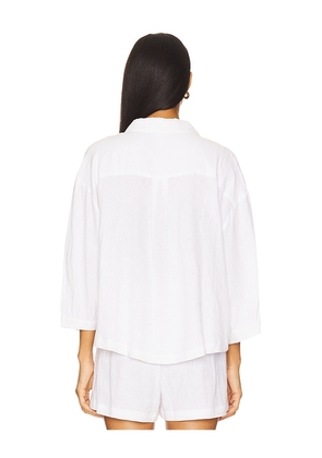 eberjey Linen Blend Relaxed Sleeve Top in White. Size M. Also in XS, L.