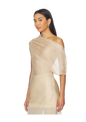 EAVES Saeunn Asym Top in Beige. Size M. Also in S, XL.