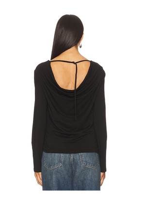 Bobi Long Sleeve Open Cowl Back Top in Black. Size M. Also in S, XL.