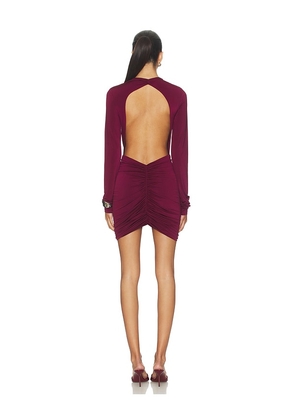 The Andamane Zelda Mini Deep Vneck Mini Dress in Burgundy. Size 40/S. Also in 42/M.