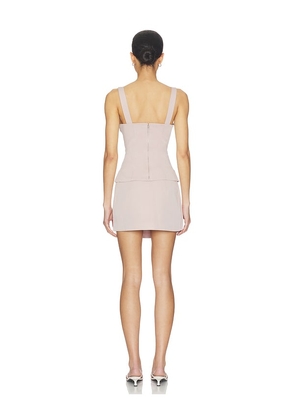 ALL THE WAYS Brice Mini Skirt Set in Taupe. Size L. Also in XS, XXS, S, M, XL.