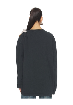 AREA Crystal Knot Long Sleeve T-Shirt in Black. Size S. Also in L, M, XS.