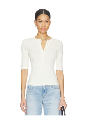 Citizens of Humanity Nali Short Sleeve Henley Top in Cream. Size L. Also in M, S, XL, XS.