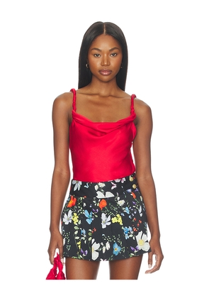 Alice + Olivia Monique Twist Strap Cowl Neck Tank in Red. Size L. Also in M, S, XL, XS.