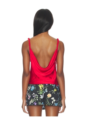 Alice + Olivia Monique Twist Strap Cowl Neck Tank in Red. Size L. Also in S, XL.