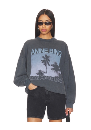 ANINE BING Miles Palms Sweatshirt in Charcoal. Size L. Also in M, S, XL, XS, XXS.
