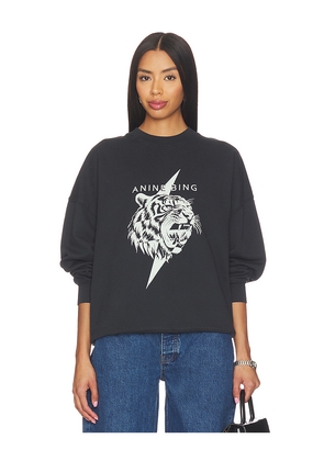 ANINE BING Miles Tiger Sweatshirt in Black. Size L. Also in M, S, XS.