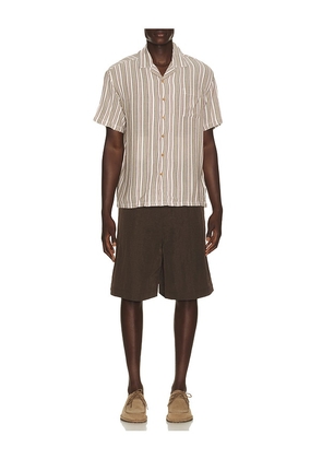 Brixton Bunker Twisted Stripe Woven Shirt in Wine,Brown. Size L. Also in M, S, XL/1X.