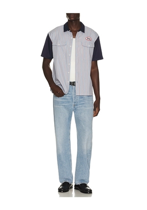 Brixton Builders Olson Woven Shirt in Blue. Size L. Also in S, XL/1X.
