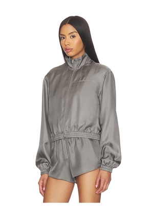 Alexander Wang Cropped Track Jacket in Grey. Size L. Also in S, XS.