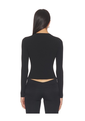Alexander Wang Long Sleeve Crewneck Top With Jacquard Logo in Black. Size L. Also in XS.
