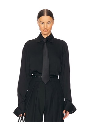 Helsa The Relaxed Silk Shirt in Black. Size L. Also in M, S, XL, XS, XXS.