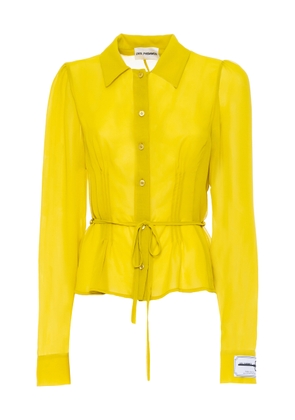 DES_PHEMMES Sheer Tie Button-Down Top - Moda Operandi