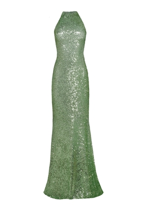 Naeem Khan Stretch Sequin Halter Gown - Moda Operandi